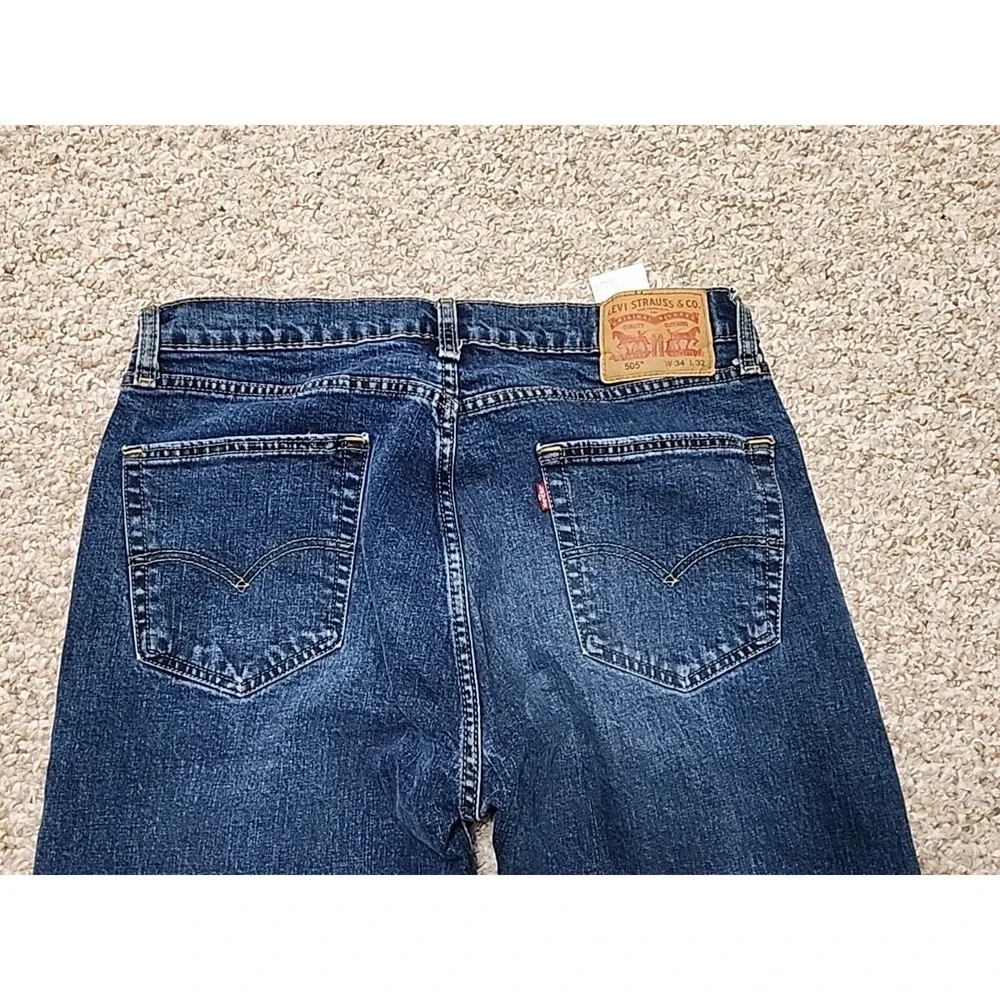 Levi's 505 Jeans Mens 34x32 Denim Straight Actual Dark 32x31 Actual Cotton Blend